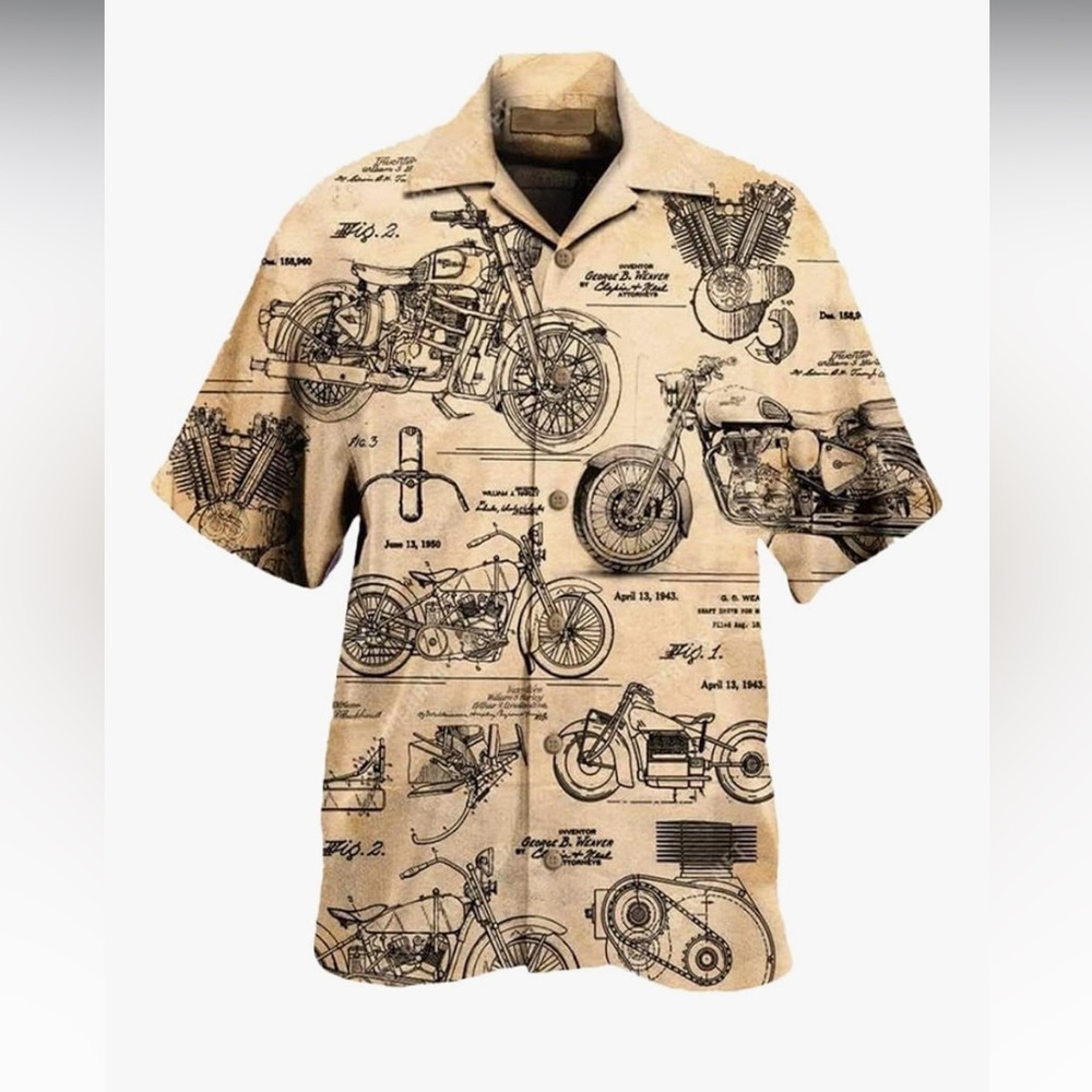 Vintage Hawaiian short sleeve style motorcycle button dress cruise lightweight